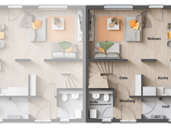Grundriss Erdgeschoss vom Doppelhaus "Für Dich"